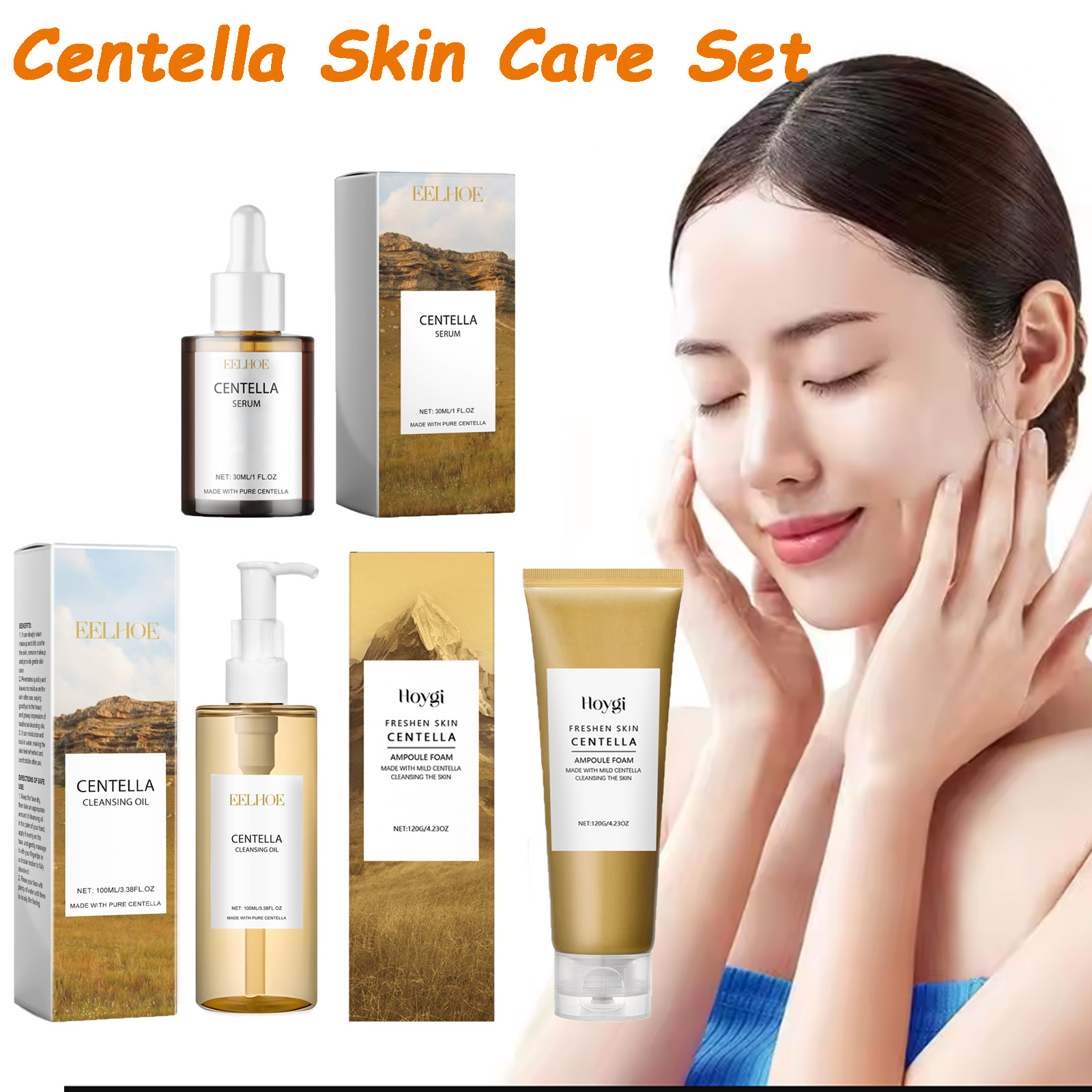 Skincare Glowing - Centella Huidverzorgingsset Centella Serum Gezichtswas Reinigingsolie