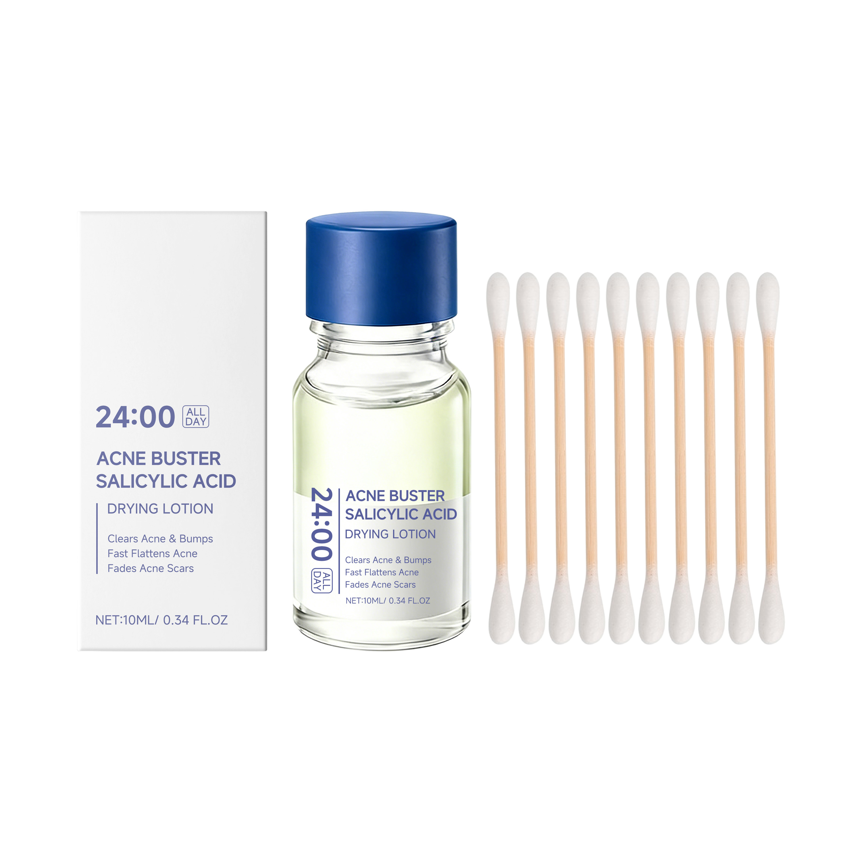 Face Moisturizer - Salicylzuur Drooglotion Gezichtsserum met wattenstaafje –